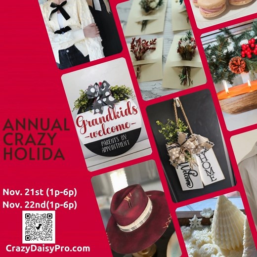 Just a peek at the holiday magic we’re working on! 🎅 Join us Nov. 21–22 for the Crazy Daisy Holiday Show — full of giveaways, amazing vendors, local entertainment, Santa, and all the festive cheer you can handle! https://www.crazydaisypro.com/holiday-show-tickets #HolidayMarket #supportlocal #ChristmasFun #UtahEvents #southjordanutah #handmadegifts #saltlakecityevents #uniquegifts #saltlakecityutah #ChristmasShopping | Crazy Daisy Productions