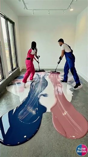 Luxurious Bedroom with Pink, Blue & White Marble Floor 💖💙✨ Flow Buil