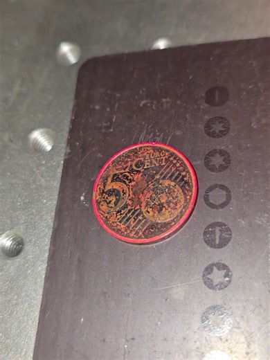 I hid half of this coin to show the raw power of my fiber laser. Look at that clean line! 😱 #satisfyingvideo #laserengraving #coin