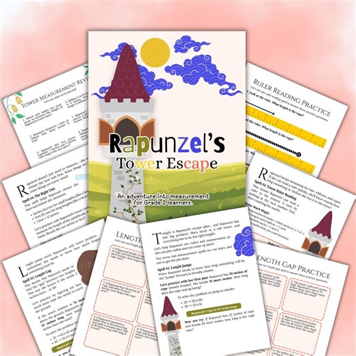 Rapunzel Measurement Worksheets Grade 2 | Ruler Reading to 1/4 Inch | Inches & Feet Math Printable - Etsy