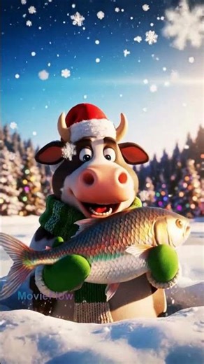 This Cow Went Fishing on Christmas 🎄🐄🐟 | Animated Short #kidsshorts #animation #cartoon #cowstory