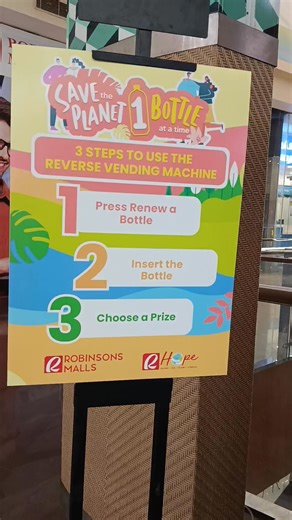 The reverse vending machine at the food court of Robinsons Galleria Cebu makes recycling easy and rewarding while you dine. ♻️✨ A small step that helps keep the mall and the environment cleaner. #RecycleMore #GoGreen #RobinsonsGalleriaCebu | Glinda Rodis
