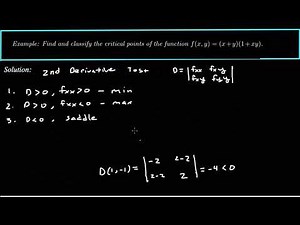 Second Derivative Test for a Function of Two Variables