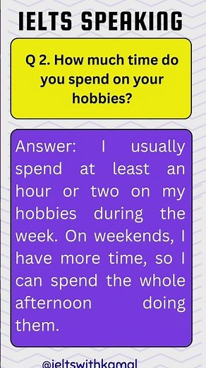 IELTS Speaking Part 1: Intro Questions about Hobbies with Answers | #ielts #shorts