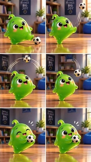 💚 Cute Slime Playing Football ⚽😍 | Funny Green Slime Animation #Shorts