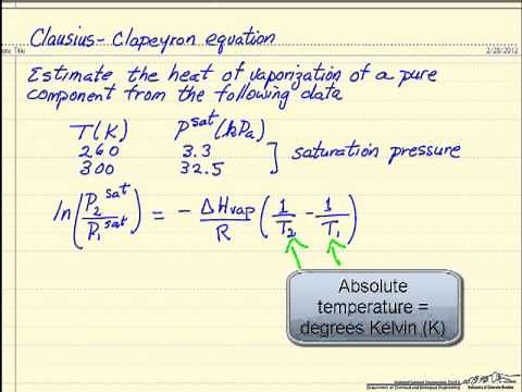 Heat of Vaporization: Clausius-Clapeyron