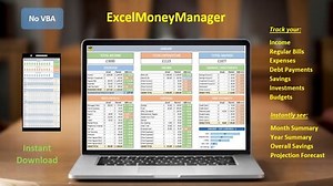 Excel Template Spreadsheet Budget Planner Personal Finance Tracker Month & Year  | eBay UK