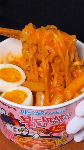Shin Ramen Rosé × Buldak Carbonara Tteokbokki #asmrcooking #fyp #viral #shorts #noodles