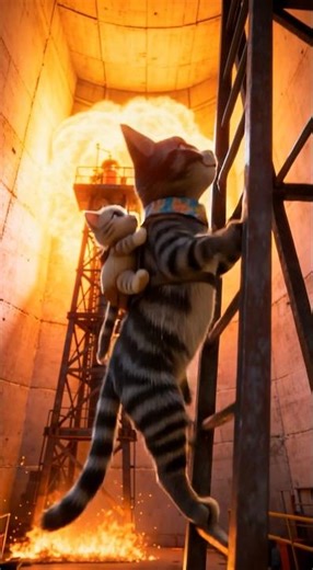 This Cat Trains to be a Firefighter… Candy is Truly a Hero 🚒😺#shorts #cats #animation #funnyshorts