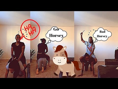 Funny Human Horse Riding Challenge|human horsey|Husband vs Wife