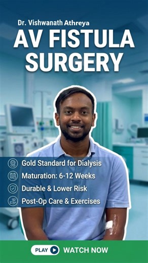 Dr. Viswanath Atreya on Instagram: "“Expert hands. Smooth recovery. Trusted care.” 👨‍⚕️ Karthik shares his journey after undergoing AV Fistula surgery with Dr. Viswanath Atreya, Consultant Vascular & Endovascular Surgeon, at Ikigai Clinic. ✔️ Minimal pain ✔️ Clear guidance before & after surgery ✔️ Clean, quick & professional procedure ✔️ Reliable follow-up care 🩸 AV Fistula is the gold standard for dialysis access—offering better blood flow, longer durability, and lower risk of infection. Wit