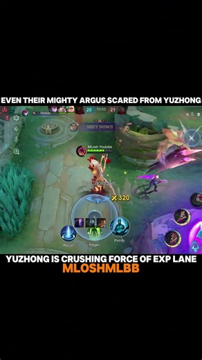 MLBB : EVEN THEIR MIGHTY ARGUS SCARED FROM YUZHONG | YUZHONG EXP LANE GAMEPLAY #MLBB #shorts