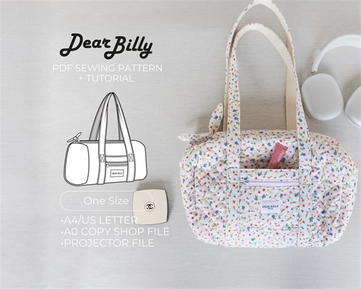 Duffel Bag Sewing Pattern PDF | Mini Weekender Bag | Gym Bag, Diaper Bag | Digital Download - Etsy