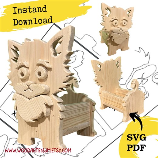 Cat Flower Planter Scroll Saw Pattern, Woodworking Plans (PDF SVG) - Etsy