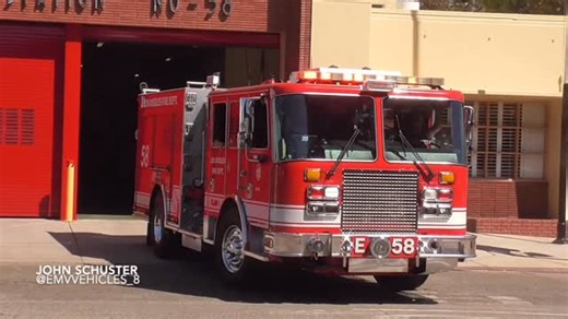 John Schuster on Instagram: "LAFD Engine 58 is seen here responding to a man down with Heavy Q and Air horn usage! @losangelesfiredepartment @joinlafd @lafdsouthbureau @kmefireapparatus #lafd #losangelesfiredepartment #losangelesfire #picorobertson #engine58 #kme #kmepredator #kmefireapparatus #pumper #federalq #airhorn #fireengine #firetruck #emvvehicles_8 #fire #firefighter #losangeles #california #socal #southerncalifornia"
