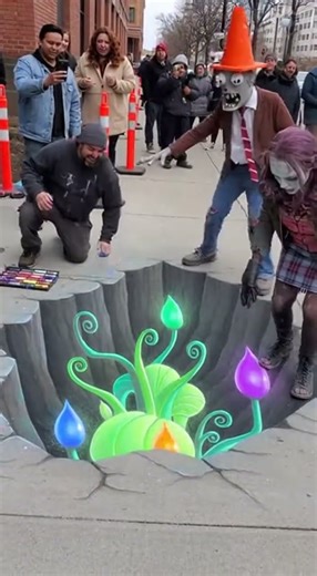 3d realistic drawing of alien flowers from the Avatar universe . plants vs zombies #streetart