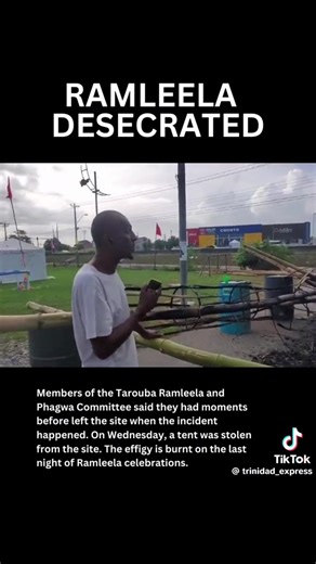 The Sanatan Dharma Maha Sabha (SDMS) condemns the desecration at the Ramleela celebration in Tarouba Road, Marabella. —————— The SDMS vehemently condemns the recent act of desecration at the Ramleela celebration in Tarouba Road, Marabella. Such incidents, which undermine the sanctity of our religious and cultural practices, are deeply distressing and unacceptable. The Ramleela is a sacred event in Hinduism, signifying the triumph of good over evil, and should be respected as such. We are deeply 