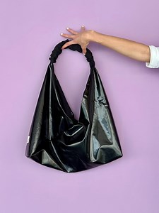 Patent Vegan Leather Origami Bag With Lining - Triangle Tote Bag - Handmade Bag - Gift for Her - Etsy