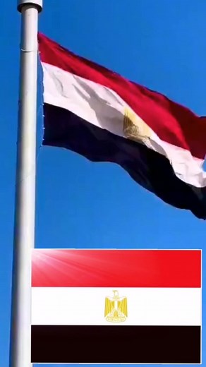 Egyptian Flag with Pharaoh Emblem Waving in the Wind