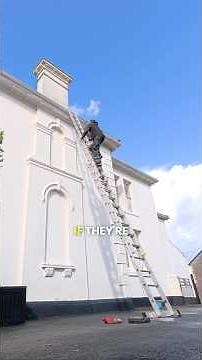 Fixing Gutter on a Three Storey House Using a Ladder 🫣 #diy #guttercleaning