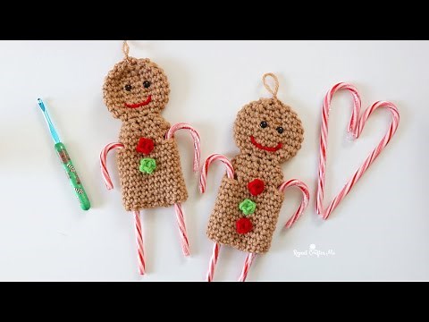 Crochet Candy Cane Gingerbread Man