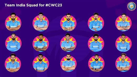 India’s squad for ICC Men’s Cricket World Cup 2023 announced