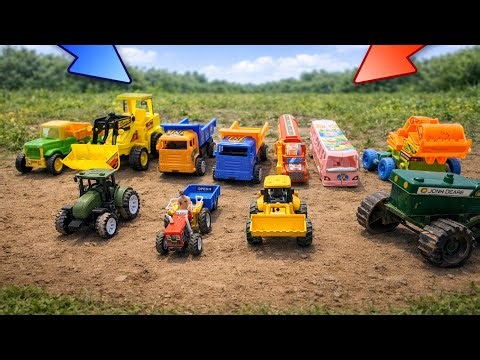 Toy Tractor Trucks & JCB on Mud Road | Amazing Farming Toy #toytractor #youtubevideo #trendingtoys