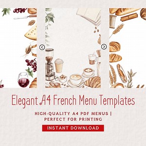 Printable French Restaurant Menu Templates | A4 Minimalist Food and Drink Menu Cards | Elegant French Cuisine Design for Restaurants - Etsy Canada