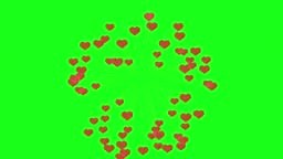 Heart icons explosion green screen