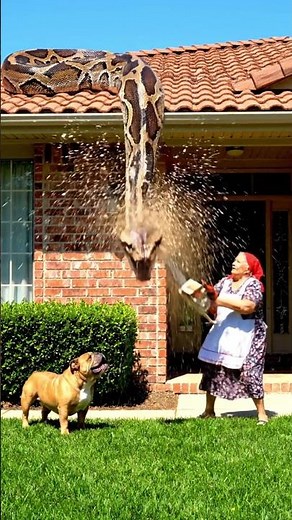 Can the Bulldog Escape the Python Attack #wildlife #animalshorts #animallife