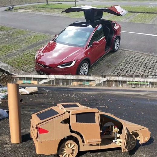How to make Tesla Model X Wing Doors - Сardboard toy || how to make car with cardboard and dc motor
