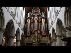 Organ playing in Grote Kerk, Haarlem, Netherlands