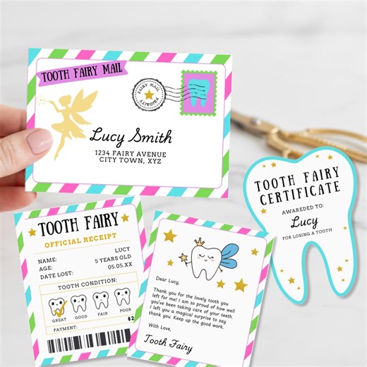 Colorful Tooth Fairy Letter Kit – Printable Set With Envelope, Certificate & Receipt (editable Canva Template) - Etsy