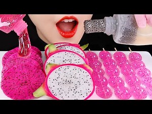 BASIL SEED JELLY, DRAGON FRUITS ASMR HONEY JELLY ASMR PINK FOOD ASMR