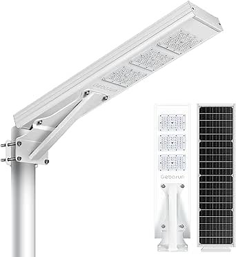 Gebosun 300W Solar Street & Flood Light, IP65 Waterproof, 9,000 Lumen, Dusk to Dawn Solar Led Security Light, Metal Shell Covered