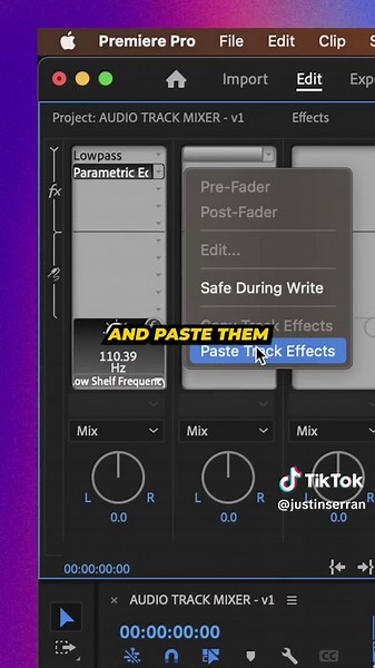The AUDIO TRACK MIXER in PREMIERE PRO is great for applying audio effects to the ENTIRETY of an audio track #premierepro #premierepro2023 #learnpremierepro #justinserran #howtoedit #editing #videoeditor #premiereprotutorial #premiereprohack #editors
