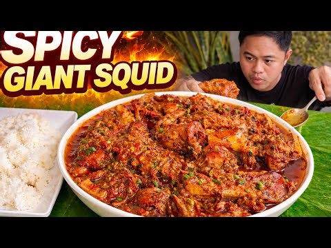 SPICY GIANT SQUID | OUTDOOR COOKING | MUKBANG PHILIPPINES