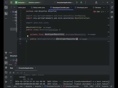 15 DeveloperController java setup Building the Developer API