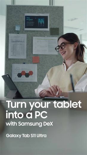 Go from tablet to PC with flexible, resizable windows and expandable workspaces via Samsung DeX on #GalaxyTabS11Ultra. Learn more: samsung•com | Samsung