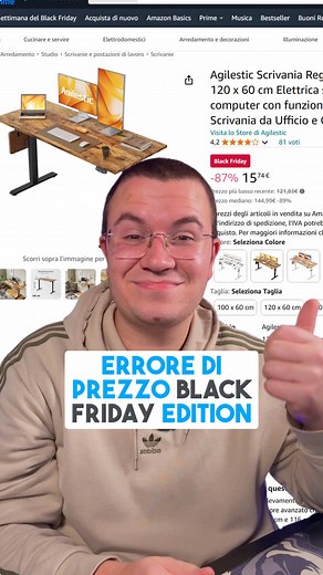 Incredibile errore di prezzo su Amazon: scrivania a 15,74€