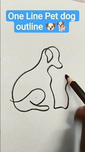 One Line Pet dog outline step by step 🖌️ 🐕 #drawing #animaldrawing #shorts
