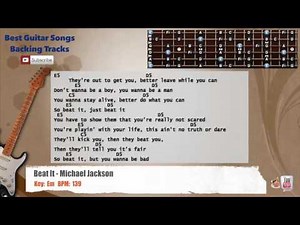 🎸 Beat It - Michael Jackson Guitar Backing Track with scale, chords and lyrics