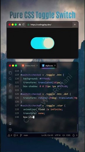 Pure CSS Toggle Button | No JavaScript Needed 🚀 #coding #frontendcourse #webdesign