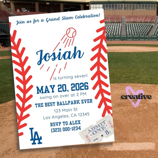 Dodgers Editable Invitation - Etsy