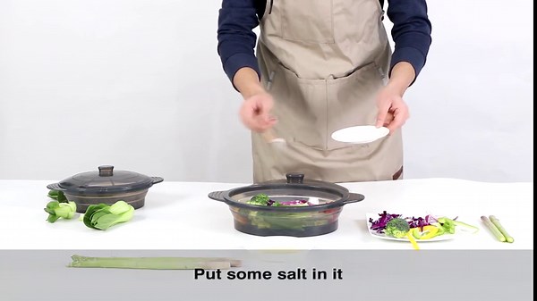 Microwave Steamer Cooker Collapsible Bowl-Silicone Steamer Cookware with Handle Lid for Vegetables Fish Prep Meal Food with Removable Rack BPA Free, Easy to Store, Freezer & Dishwasher Safe, Black