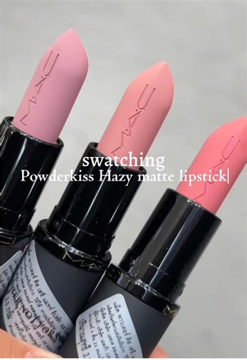 Still looking for your best baby pink lipstick? NEW MAC Powder Kiss Hazy Matte Lipstick provides the perfect blur of ballet pink colour with a slipper soft formula. Which pink is your fave? @Anyarin ୨୧ ┈*∘ Sultriness: Baby-blue pink Girls Weekend: Dusty mauve Be My Bridesmaid: Neutral cool beige #MACPowderKiss #PinkLipstick #BabyPinkMakeup #BabyPinkLipstick #BalletPinkLipstick