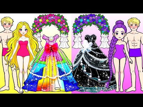 WEDDING DRESS: Rainbow & Violet Bride Dress Up - Barbie Wedding Handmade - DIY Arts & Paper Crafts