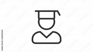 Education animation set. Online learning animated line icons. Personal growth. Knowledge base. College student. Black illustrations on white background. HD video with alpha channel. Motion graphic Stock Video