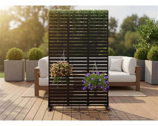 Privacy Screen Outdoor Freestanding Metal Privacy Panels With Stand, Patio Screen Divider for Deck Balcony Garden, Decorative Fence Panel - Etsy