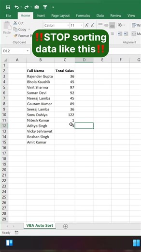 VBA auto sort #excel #exceltips #exceltricks #msword #msoffice #ppt #spreadsheets #gsheet #googlesheet #ppt #powerpointpresentation #microsoft | Gyanbar